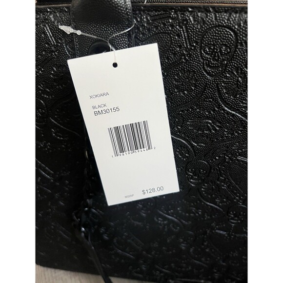 NEW BETSEY JOHNSON EMBOSSED SKULLS XOKIARA LARGE TOTE BAG/SKULL BLACK Halloween - Picture 5 of 11